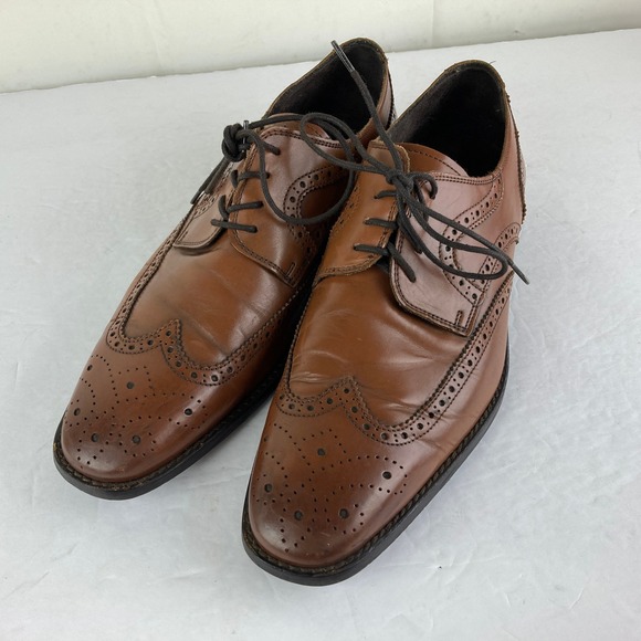 Florsheim Mens Brown Leather Wingtip Oxford Dress Shoes Size 9.5 Formal Dress